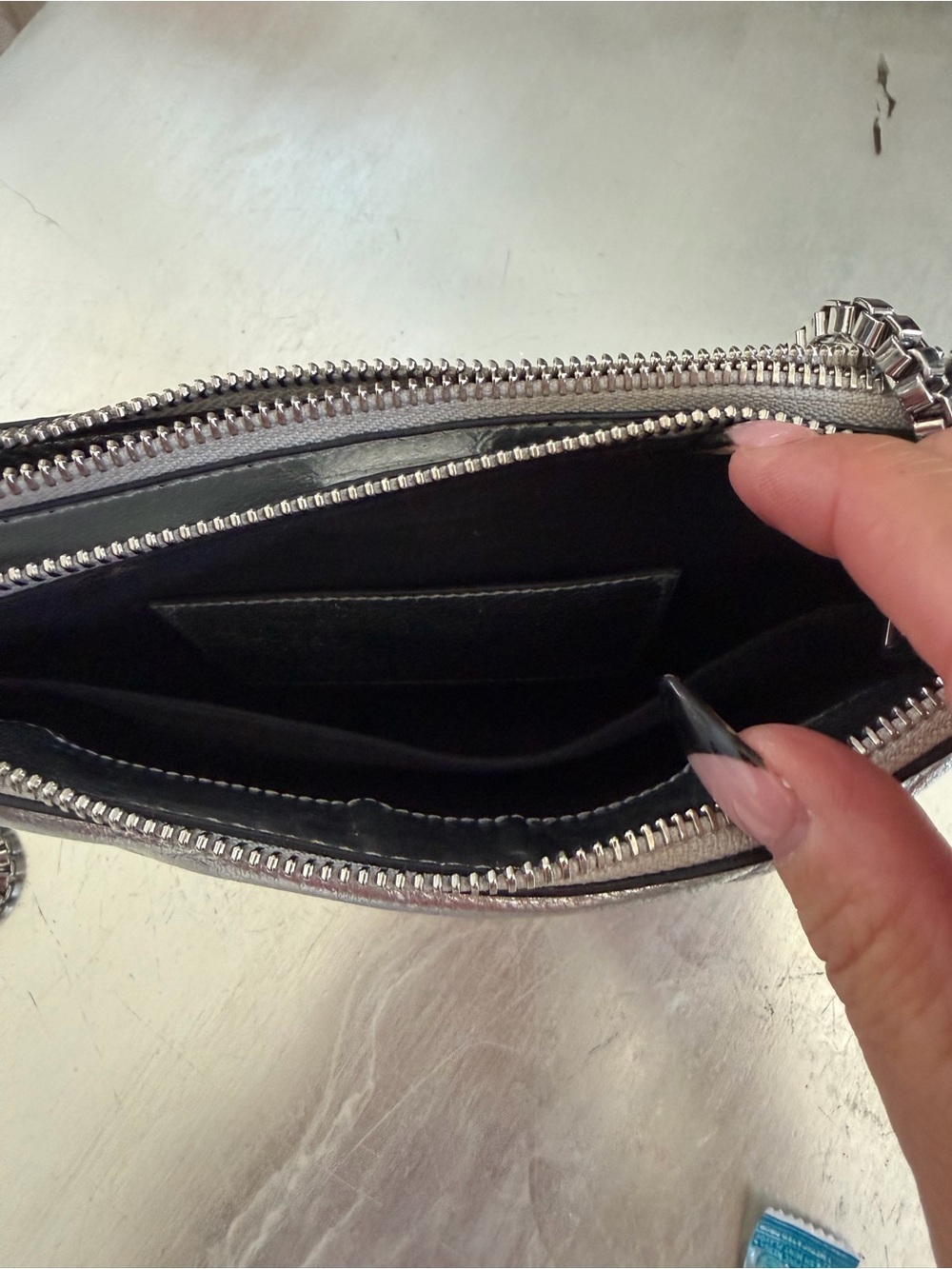 IRO Paris Silver Quilted Leather Chain Crossbody Bag - Picture 5 of 8